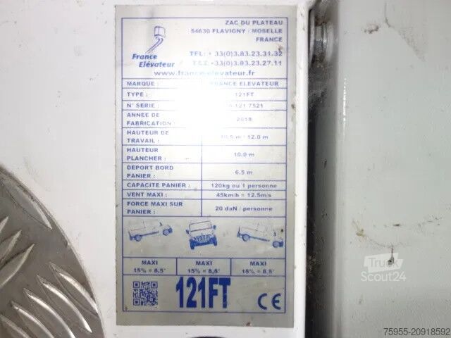 Plataforma elevatória Renault Master ELEVATEUR FRANCE 12 METER EURO 6,AIRCO