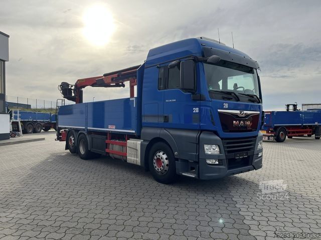 Ciężarówka z płaską platformą MAN TGX 26.500 6x2 Palfinger 18001 SLD 3 Baustoff