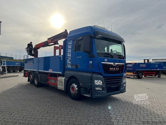 Ciężarówka z płaską platformą MAN TGX 26.500 6x2 Palfinger 18001 SLD 3 Baustoff