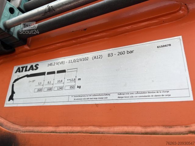 Γερανός τοποθετημένος σε φορτηγό MAN TGX 26.480 6x2 Atlas 145.2 Kran Baustoff / AHK