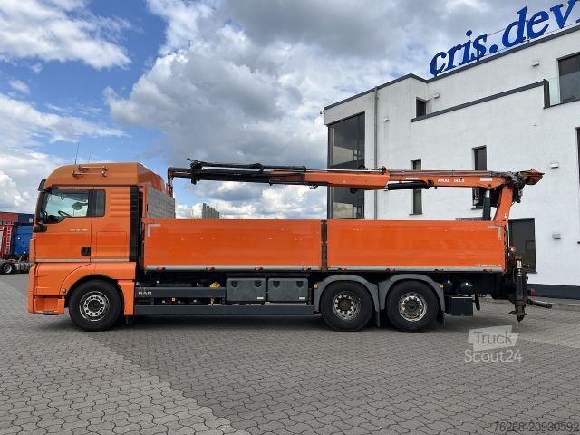 Ciężarówka z płaską platformą MAN TGX 26.480 6x2 Atlas 145.2 Kran Baustoff / AHK