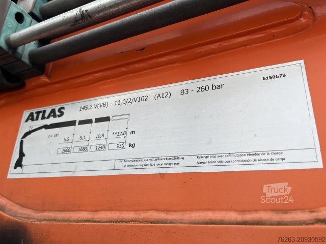 Ciężarówka z płaską platformą MAN TGX 26.480 6x2 Atlas 145.2 Kran Baustoff / AHK