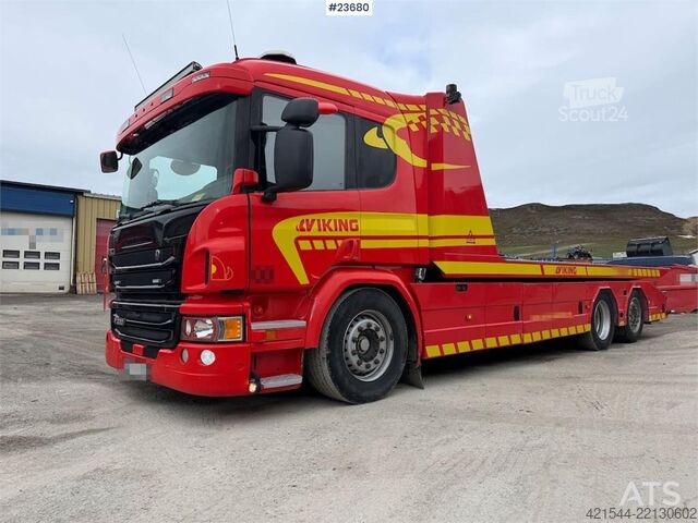 Behajtási jármű Scania P320 6x2 tow truck w/ Falkum body, double deck, gl