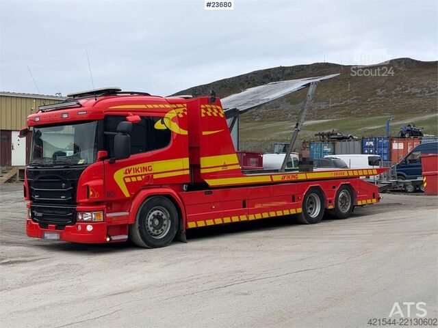 Behajtási jármű Scania P320 6x2 tow truck w/ Falkum body, double deck, gl