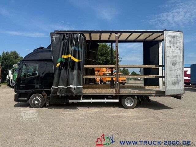 Autocarro con pianale e telone Iveco 100E220 Jumbo Schiebeplanen Gr. Haus Standklima