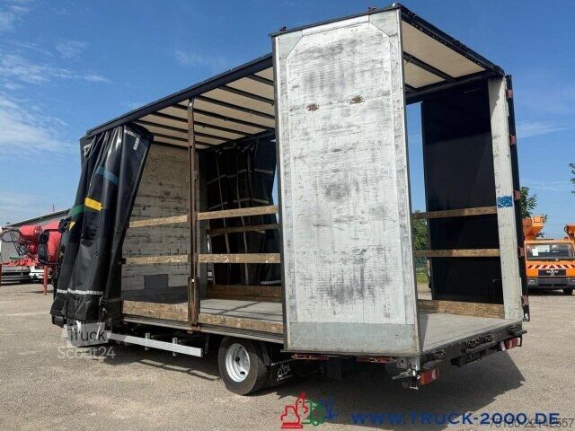 Autocarro con pianale e telone Iveco 100E220 Jumbo Schiebeplanen Gr. Haus Standklima