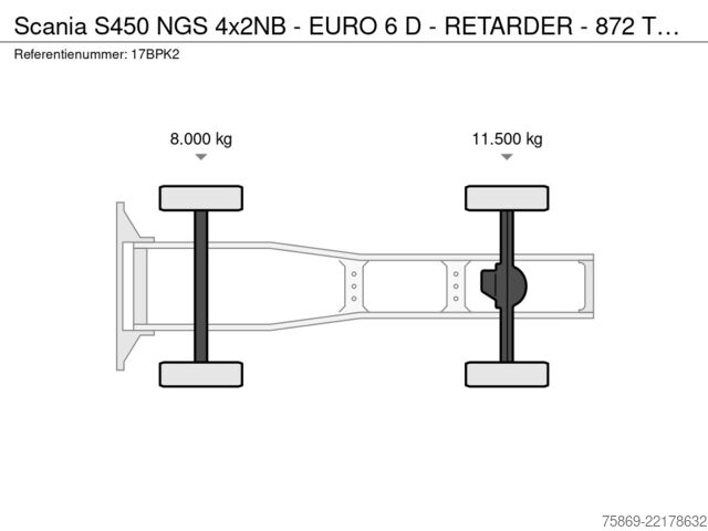 Standartinis-SZM Scania S450 NGS 4x2NB - EURO 6 D - RETARDER - 872 TKM ...