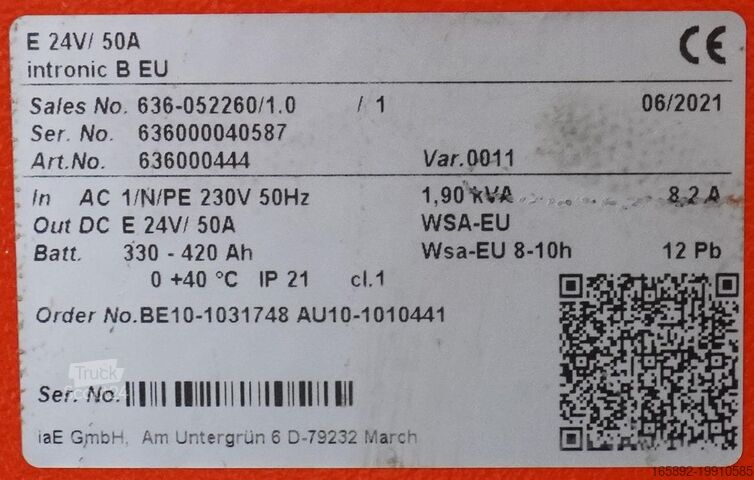 Baterie de stivuitor INDUSTRIE AUTOMATION intronic B EU E 24V/50A