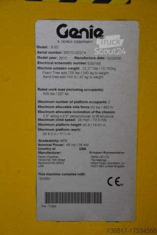 Arbeitsbühne GENIE S 65 Teleskoparbeitsbühne / AH 22m