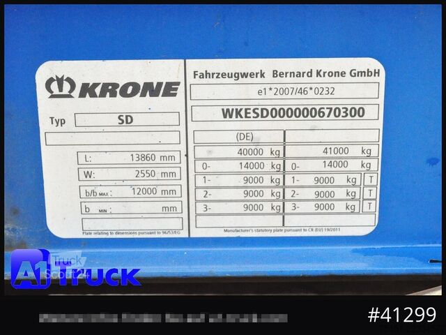 Semi-remorque bâchée KRONE SD Tautliner, Code XL, 1 Vorbesitzer