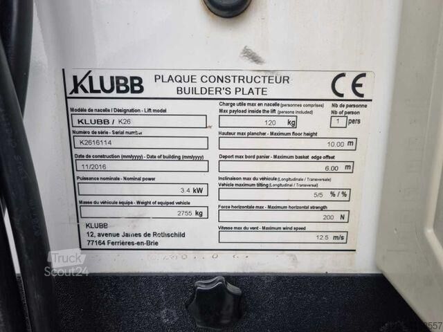 автовышка Opel Movano 2.3 CDTI / KLUBB K26, 12m