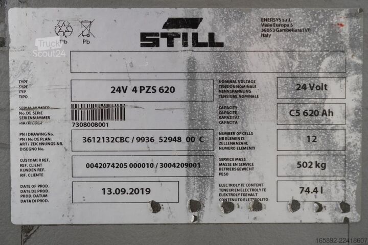 аккумулятор для погрузчика HAWKER 24 Volt 4 PzS 620 Ah