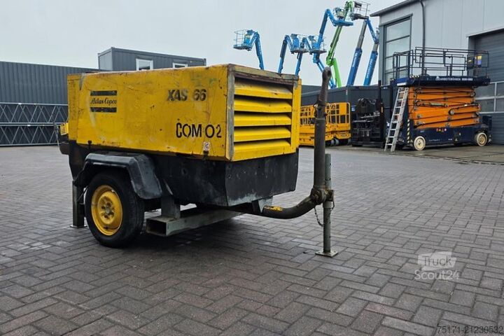Koudecompressor Atlas Copco XAS66 As-Is, Diesel, Volume flow: ± 3,4 – 3,7 m³/m