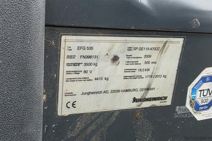 šakinis krautuvas Jungheinrich EFG535 Electric, Lifting Height 4700mm, Freelift 1