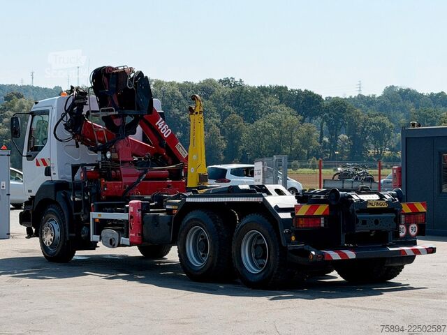 Kanca kasalı yük kamyonu (roll-off) RENAULT KERAX 370 DCI * ABROLLKIPPER 4,85 m * KRAN * 6x4