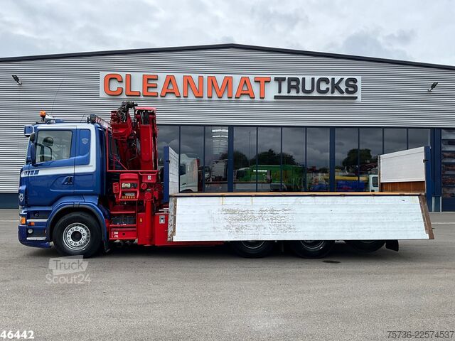 3-sidet tippelad Scania R 560 V8 8x4 Retarder Hiab 24 Tonmeter laadkraan