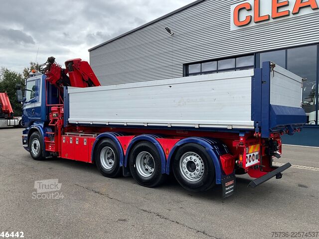 3-sidet tippelad Scania R 560 V8 8x4 Retarder Hiab 24 Tonmeter laadkraan