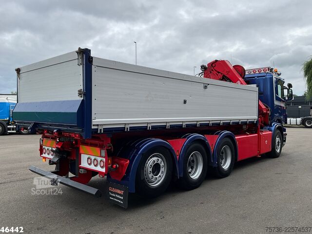 3-sidet tippelad Scania R 560 V8 8x4 Retarder Hiab 24 Tonmeter laadkraan