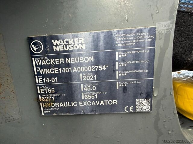 Miniescavatore WACKER NEUSON ET 65  + KINSHOFER GRABBER / GREIFER - *789h* -...