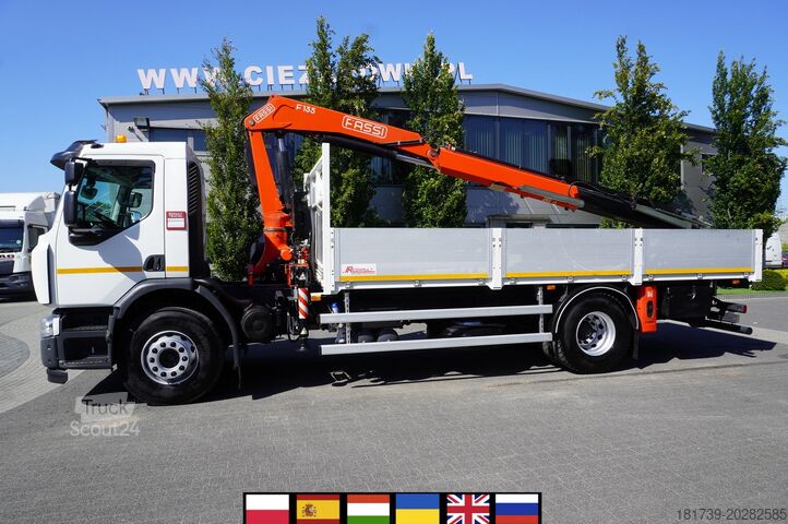 Tovornjak z ravno ploščo in dvigalom Renault C280 DTI 8 / FASSI crane 5.6T / range 8m
