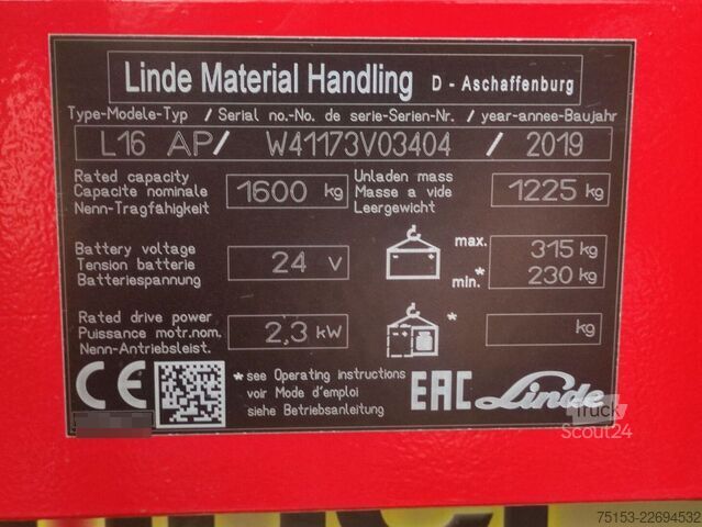 Палетни слагачи Linde L16APi/1173