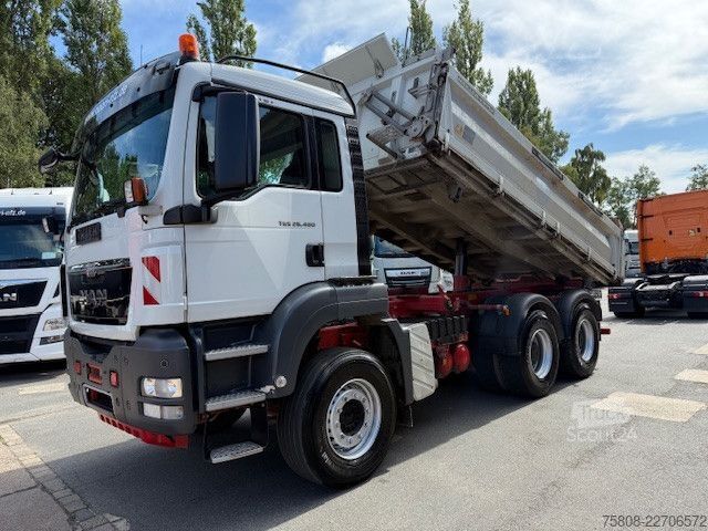 Tre-sidet tipbil MAN 26.480 6x4BB Meiller Schalt Klima AHK Hydraulik