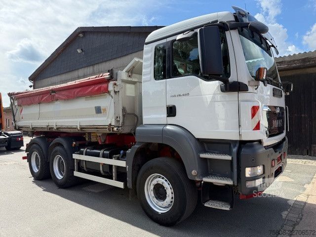 Tre-sidet tipbil MAN 26.480 6x4BB Meiller Schalt Klima AHK Hydraulik