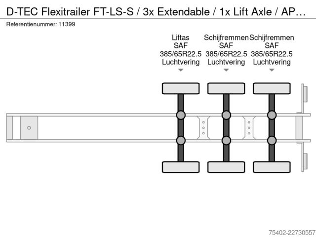 Transport de conteneurs D-TEC Flexitrailer FT-LS-S / 3x Extendable / 1x Lift ...
