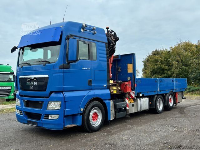 Ciężarówka z płaską platformą MAN TGX26.440 6x2*PalfingerPK35000*LiftLenk*Containe