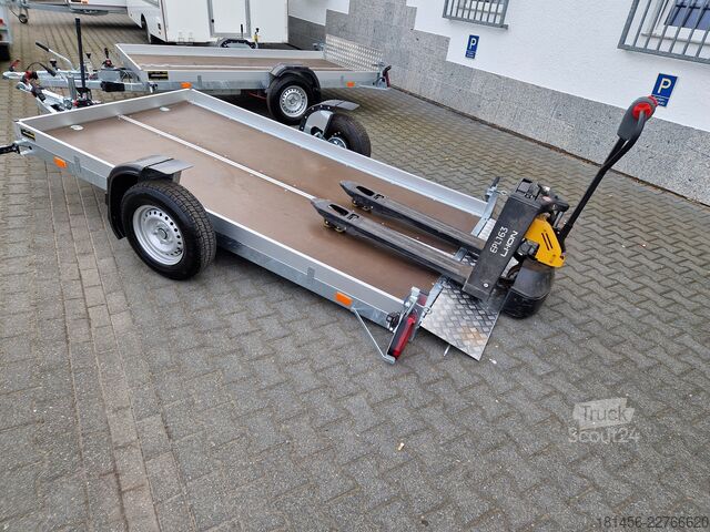 автомобилен ремарке trailershop Senklift Maschinen Motorrad Transport