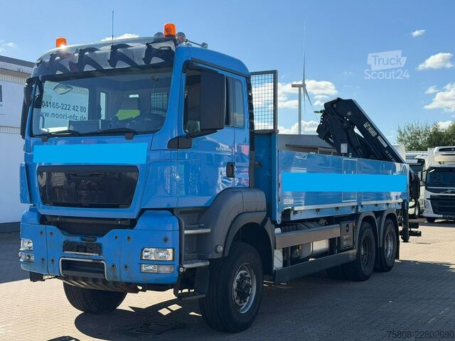 شاحنة مسطحة MAN TGS 28.440 6x6BB HIAB XS244 Funk Container 6,30m