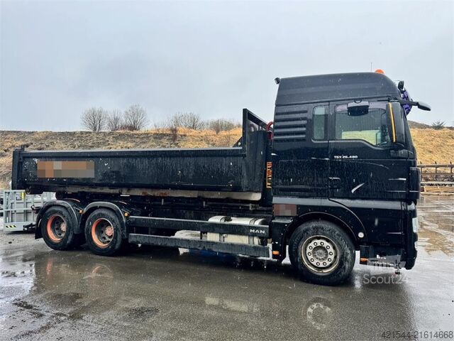 Hook arm system MAN TGX 26.480 6x2 hooklift truck with box – crane hyd