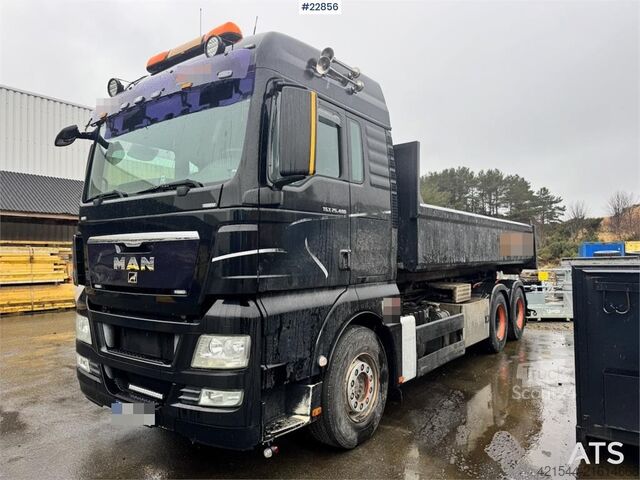 Hook arm system MAN TGX 26.480 6x2 hooklift truck with box – crane hyd