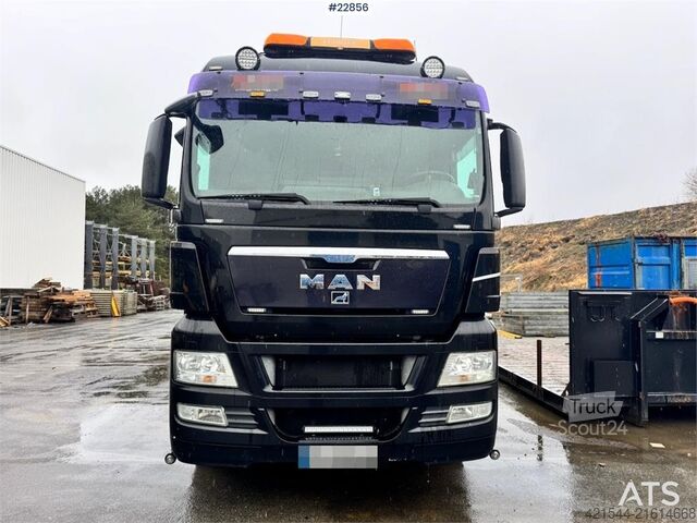 Hook arm system MAN TGX 26.480 6x2 hooklift truck with box – crane hyd