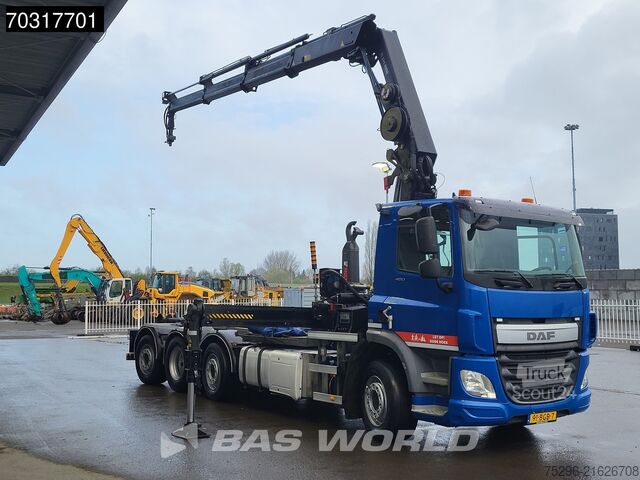 Containertransport (haakarmsysteem) DAF CF 400 8X2 HIAB 244 EP-3 Hipro Crane Kran HIAB ...