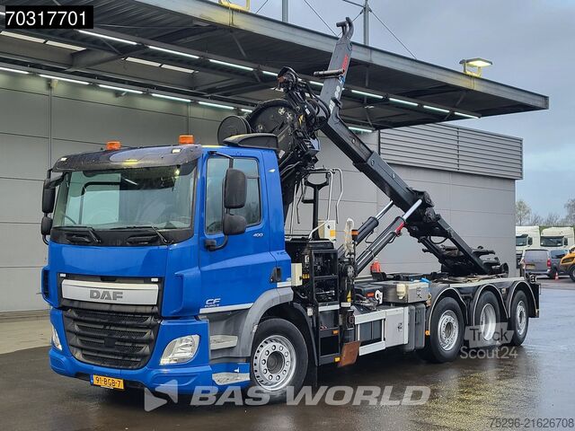 Containertransport (haakarmsysteem) DAF CF 400 8X2 HIAB 244 EP-3 Hipro Crane Kran HIAB ...