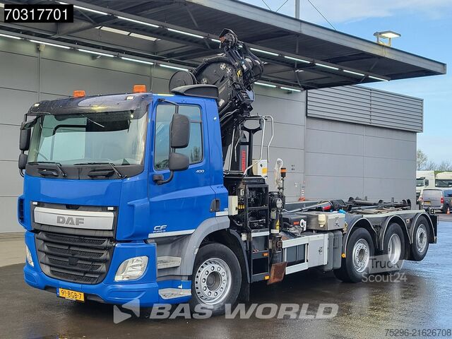 Containertransport (haakarmsysteem) DAF CF 400 8X2 HIAB 244 EP-3 Hipro Crane Kran HIAB ...