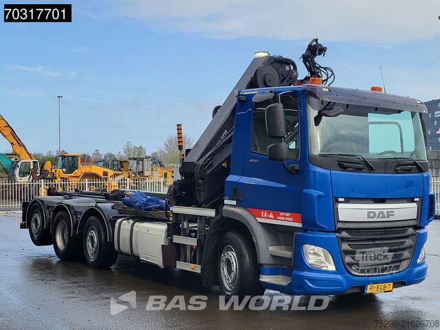Containertransport (haakarmsysteem) DAF CF 400 8X2 HIAB 244 EP-3 Hipro Crane Kran HIAB ...