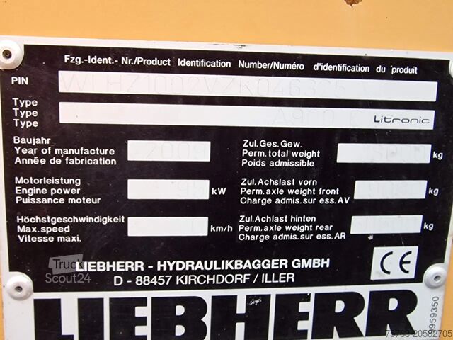 Pelle sur roues Liebherr A900C - 95 KW - Central Greasing -