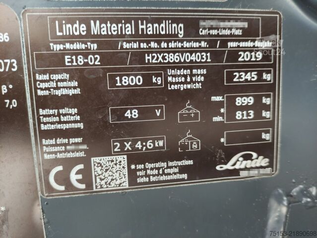 Électrique – 3 roues Linde E18-02/386 EVO