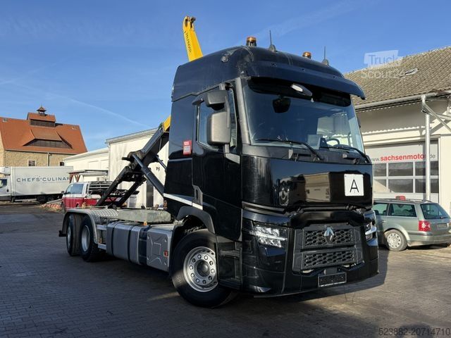 Camión portacontenedores de gancho RENAULT T480 Palfinger*Lift-Lenk*hydr. Unterfahrschutz*