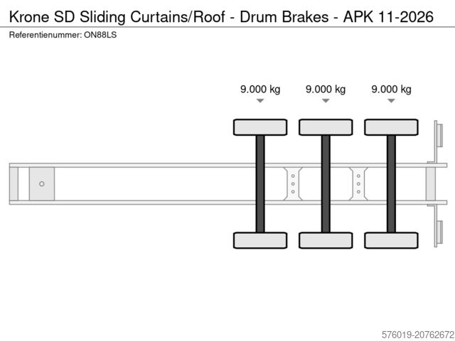 Bīdāmie tentiņi Krone SD Sliding Curtains/Roof - Drum Brakes - APK 11...