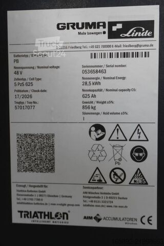Batteria per carrello elevatore GRUMA 48 Volt 5 PzS 625 Ah
