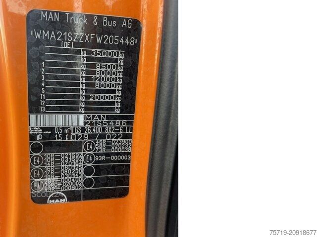 Skraldevogn MAN 26.400 8x2-6 TGS HS/Kran Palfinger/Euro6