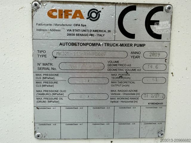 Beton pompası kamyonu MERCEDES-BENZ Arocs 4143 8x4 Euro 6 PUMI CIFA MK32L 14,6m3
