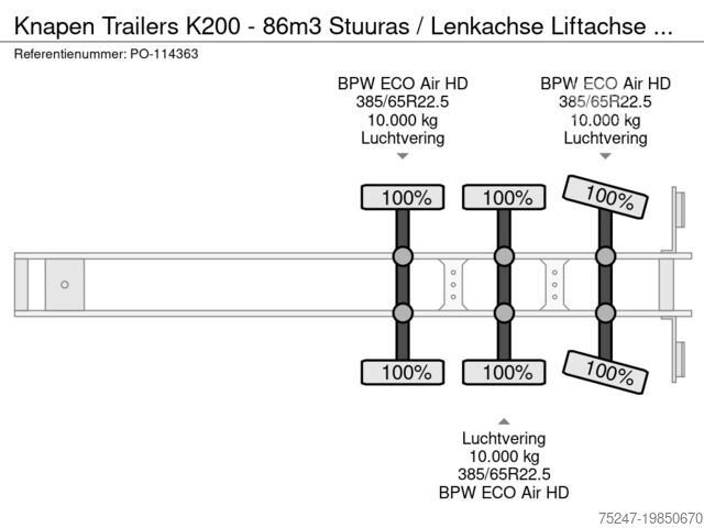 Premikanje tal Knapen Trailers K200 - 86m3 Stuuras / Lenkachse Liftachse BPW