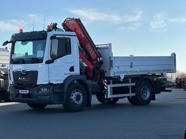 Three-sided tipper truck MAN TGM 18.320 4x2 BL Krankipper Fassi 195