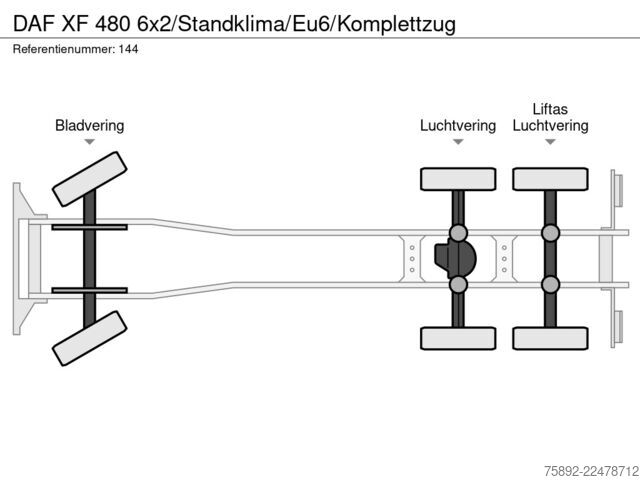 Bâche DAF XF 480 6x2/Standklima/Eu6/Komplettzug