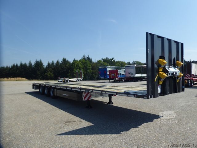 Werkplatform oplegger SCHWARZMÜLLER 3Achs Tele Rampen TwistLock40+2x20"SAF Lenk+Lift