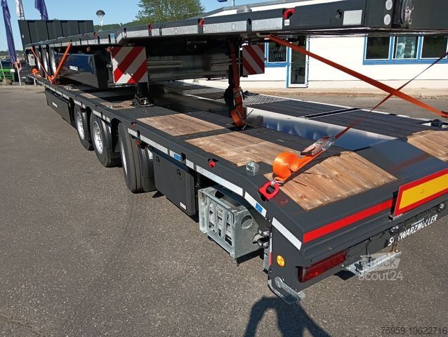Werkplatform oplegger SCHWARZMÜLLER 3Achs Tele Rampen TwistLock40+2x20"SAF Lenk+Lift
